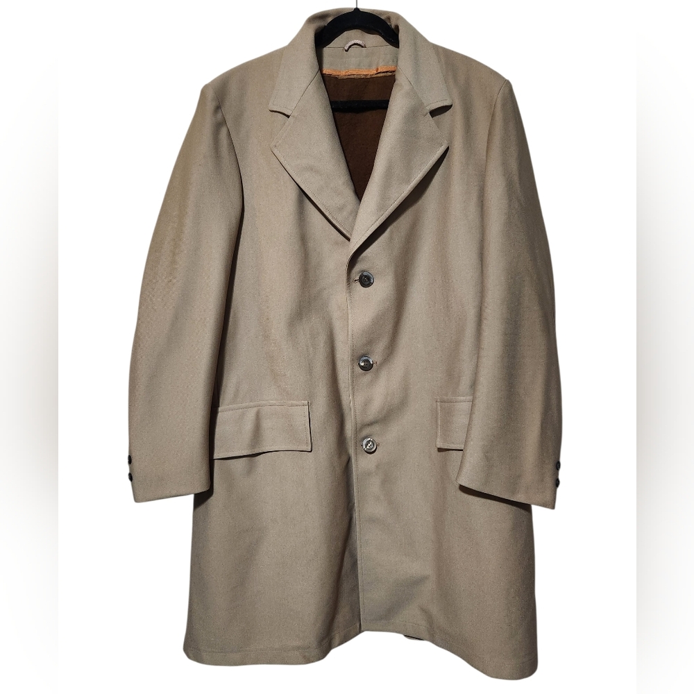 Vintage Sears Travelknit The Men's Store Overcoat Size 44 Tall